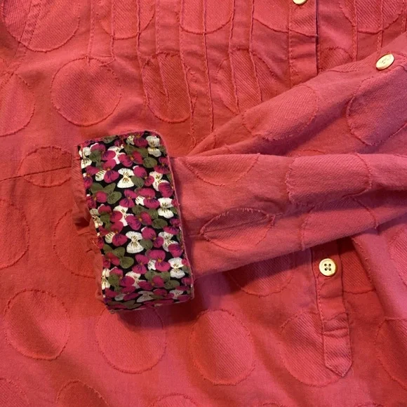Isabella Sinclair Textured‎ Dot Mixed Fabric Top Size XS Pink Cottagecore - Picture 9 of 13